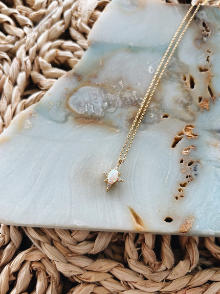 Gold Mini Opal Star Necklace