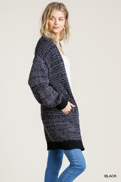 Black and Grey Fuzzy Cardi