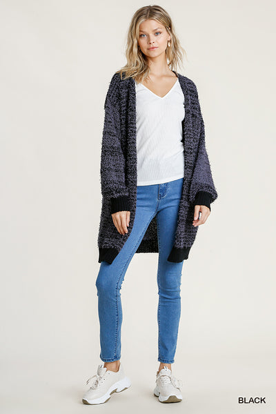 Black and Grey Fuzzy Cardi