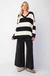 Oversized Black and White Striped Sweater