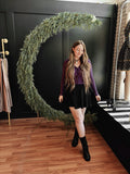 Purple Cropped Button Cardigan