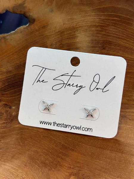 Rhinstone Butterfly Studs 18k Dipped - Gold or Silver