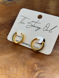 Black Stone Pave Hoops in Gold or Silver