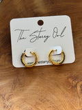 Black Stone Pave Hoops in Gold or Silver