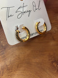 Black Stone Pave Hoops in Gold or Silver