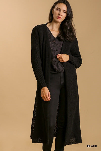 Lightweight Ribbed Duster Black