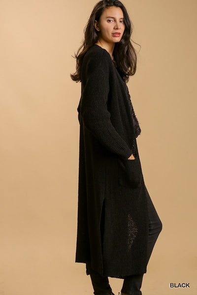 Lightweight Ribbed Duster Black