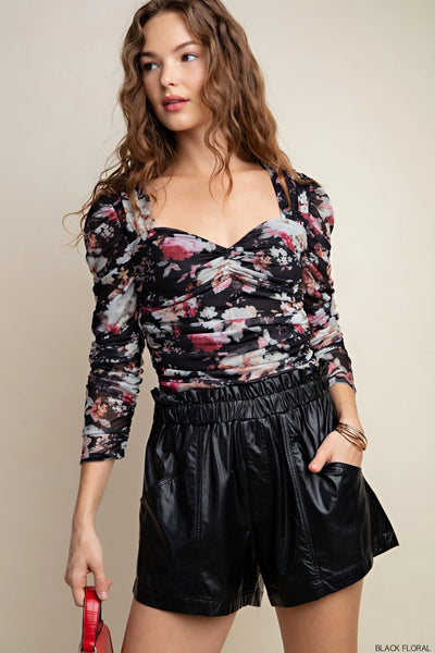 Romantic Floral Mesh Corset Top