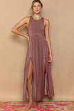 Racerback Zipper Maxi with Front Slits