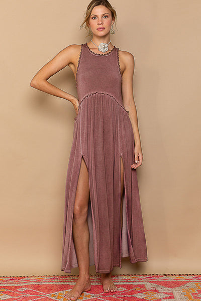 Racerback Zipper Maxi with Front Slits