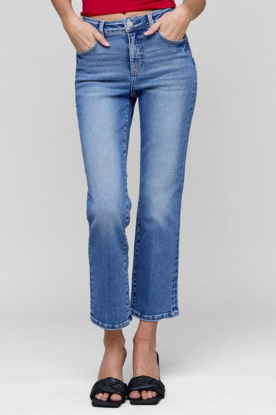 Medium Wash Straight Leg Cropped Jeans