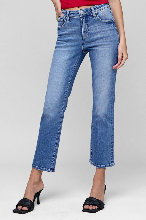 Medium Wash Straight Leg Cropped Jeans