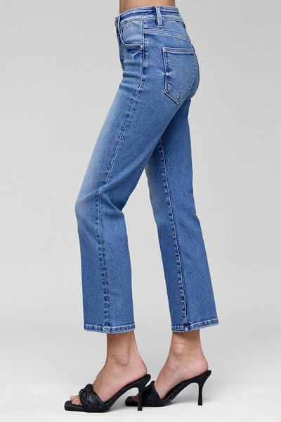 Medium Wash Straight Leg Cropped Jeans