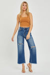 Frayed Hem Wide Leg Jeans