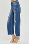 Frayed Hem Wide Leg Jeans