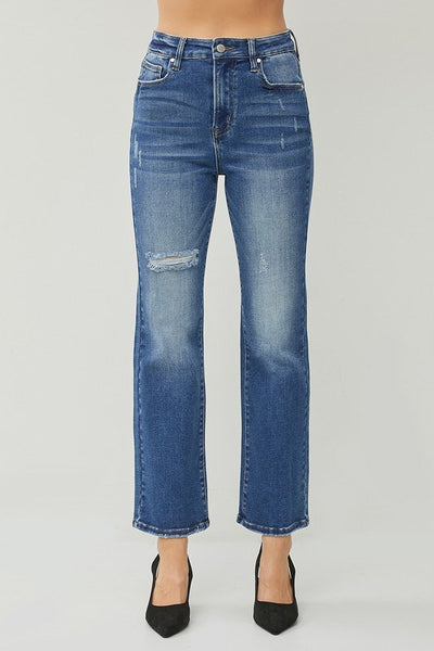 High Rise Straight Ankle Jeans