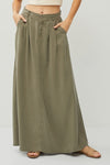 Full Length Maxi Skirt with Pockets - Army Green or Black