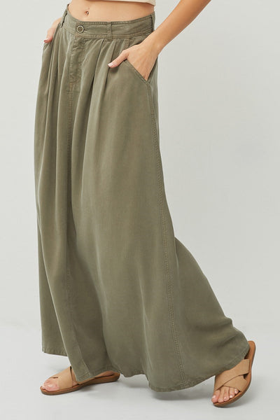 Full Length Maxi Skirt with Pockets - Army Green or Black