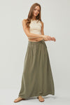 Full Length Maxi Skirt with Pockets - Army Green or Black