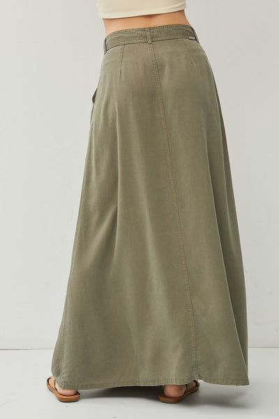 Full Length Maxi Skirt with Pockets - Army Green or Black