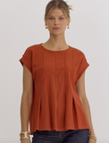 Rust Pleated Top