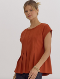 Rust Pleated Top