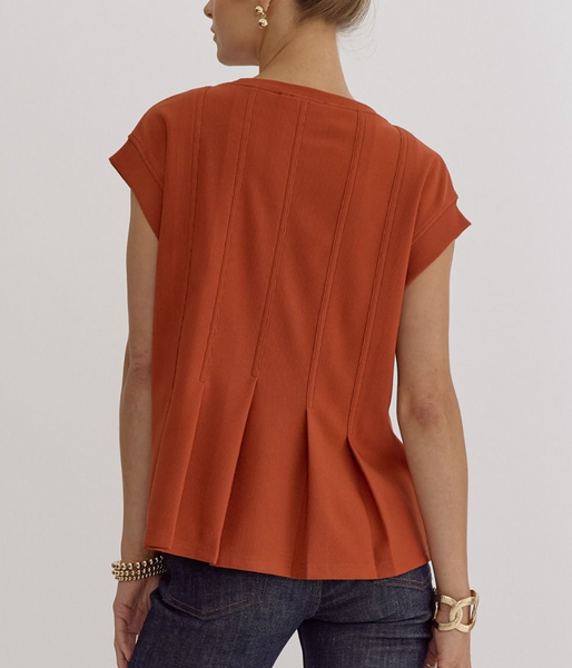 Rust Pleated Top