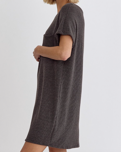 Ribbed T-Shirt Dress- MULTIPLE COLORS