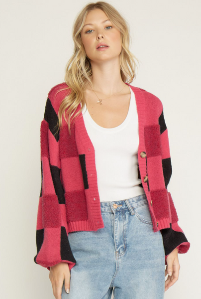 Pink Patchwork Cardi