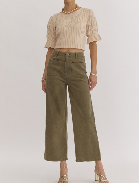 Olive Front Pocket Pants