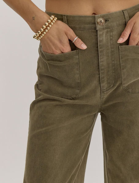 Olive Front Pocket Pants