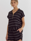 Half Zip Sporty Stripe Top