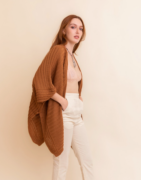 Slouchy Rib Knit Cardigan