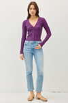 Purple Cropped Button Cardigan