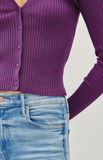 Purple Cropped Button Cardigan