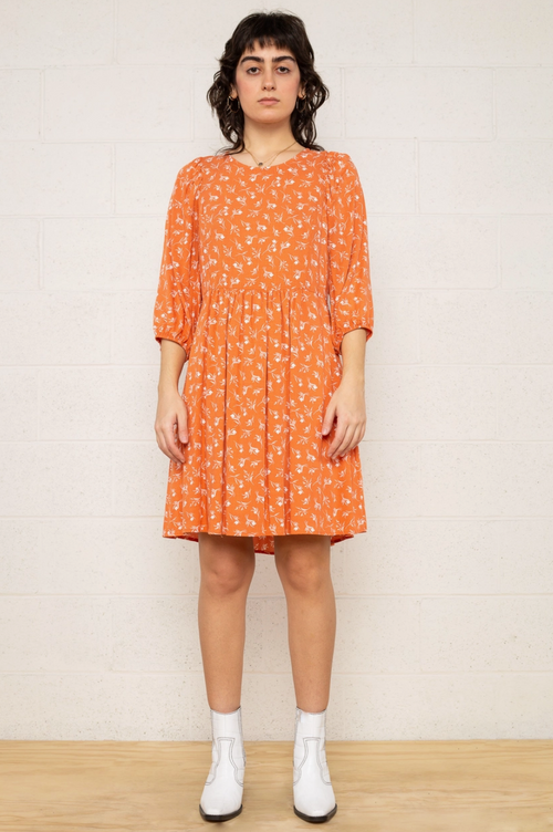 Dreamy Orange Floral Dress