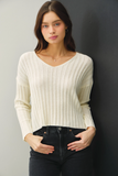 Cropped V-Neck Sweater