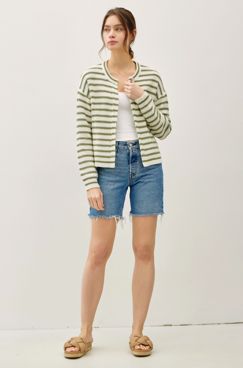 Everyday Green Striped Cardigan