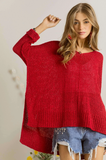 Loose Knit Sweater - Red