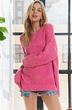 Cute Rib Detail Cozy Sweater - Pink