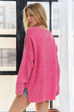 Cute Rib Detail Cozy Sweater - Pink