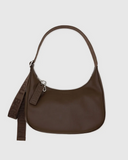 Baggu Medium Crescent Bag- Recycled Leather - Black + Brown