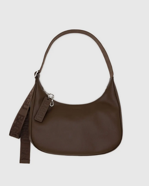 Baggu Medium Crescent Bag- Recycled Leather - Black + Brown