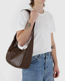 Baggu Medium Crescent Bag- Recycled Leather - Black + Brown