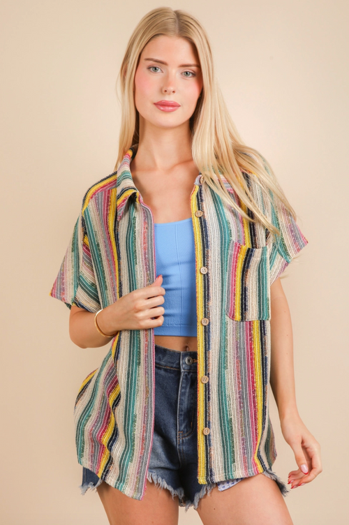 Beachy Crochet Button Down Top