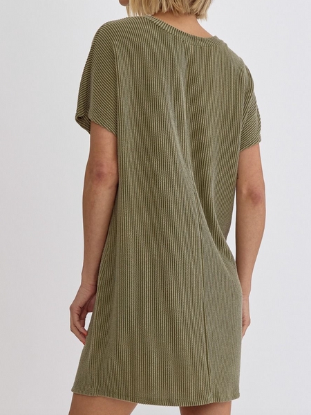 Ribbed T-Shirt Dress- MULTIPLE COLORS