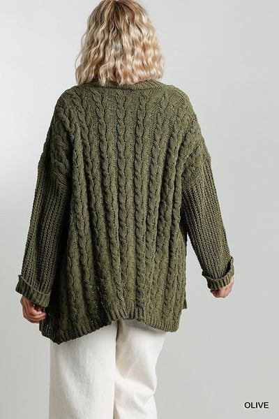 Olive Chunky Knit Cardi