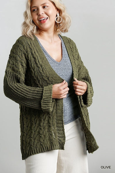 Olive Chunky Knit Cardi