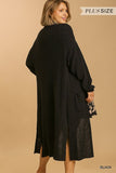 Lightweight Ribbed Duster Black