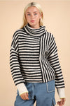 Roll Neck Stripe Sweater Black/White